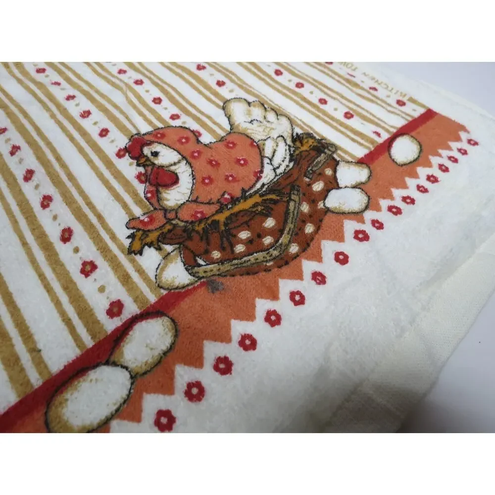 Lot of 3 Vintage Terry Kitchen Towels 1980s w/ Tags Mushroom, Chicken, Vegetable - Picture 14 of 16